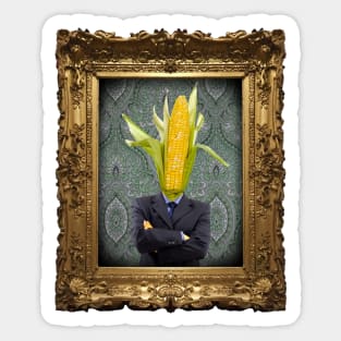 Corn Man in Vintage Frame Sticker